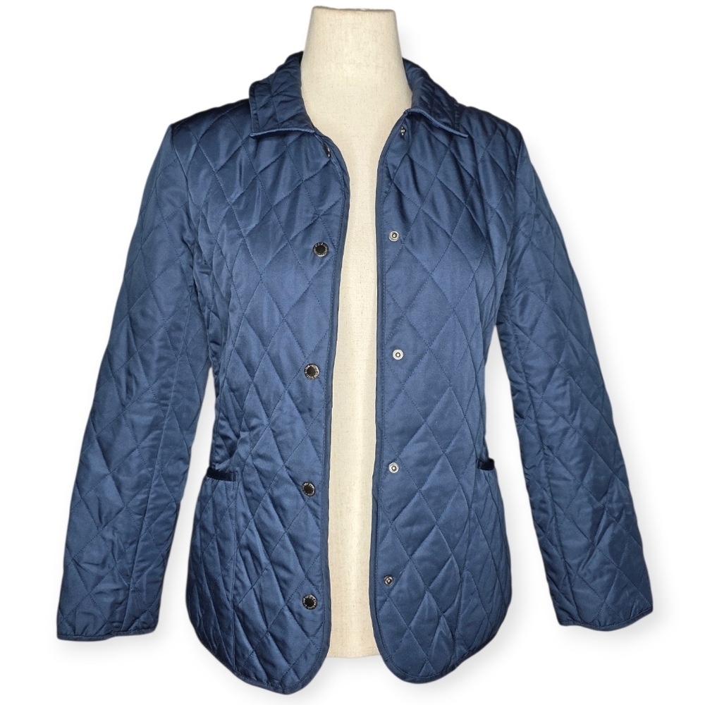 Steve & Barry’s Blue Quilted Snap Barn Jacket Women’s M Lightweight Coat - Picture 4 of 9